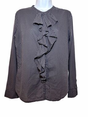 GAP Black Polka Dot Ruffle-Front Blouse
